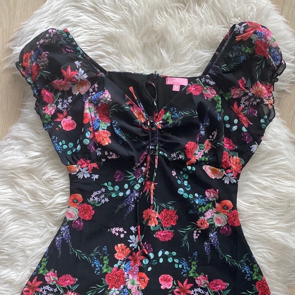 Dollskill Floral Black Mesh Dress - Picture 3 of 6